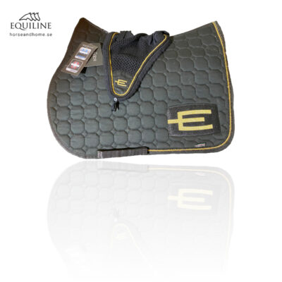 Equiline E-logga schabrak glittersvart/guld passpoal + swarovski