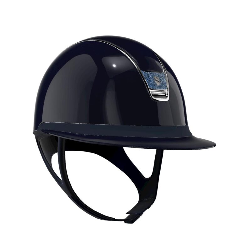 Miss Shield 2.0 shadowglossy med glossy top/band, silver trim & crystal fabric blue blazon