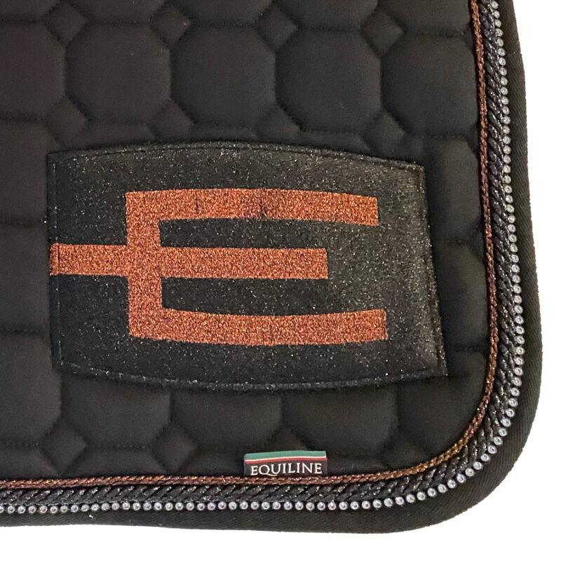 Equiline E-logga schabrak svart med Swarovski/bronze/svart passpoal - Bild 2