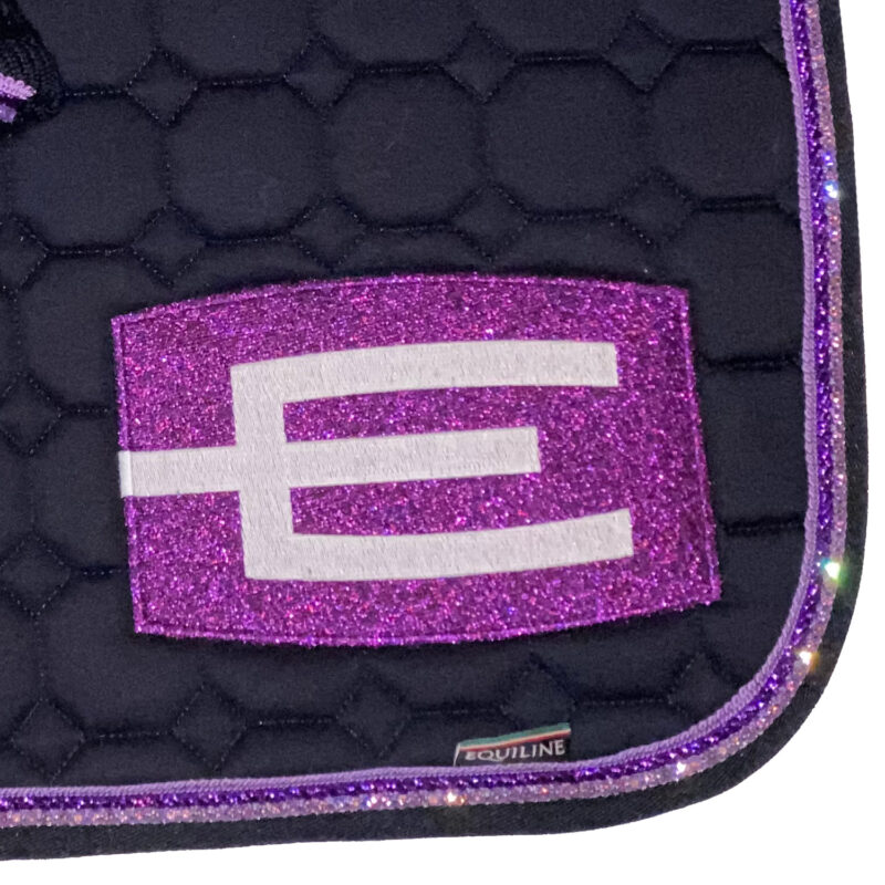 Equiline E-logga schabrak marin med Swarovski/lila passpoal - Bild 2