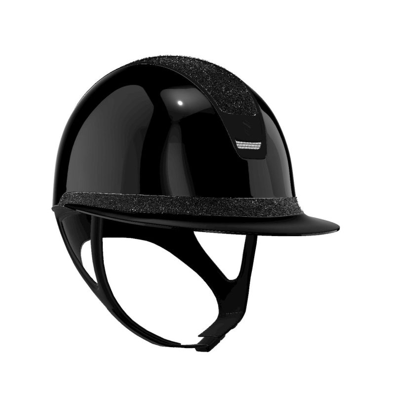 Miss shield 2.0 Glossy black med svart matt trim och crystal fabric black top och frontalband